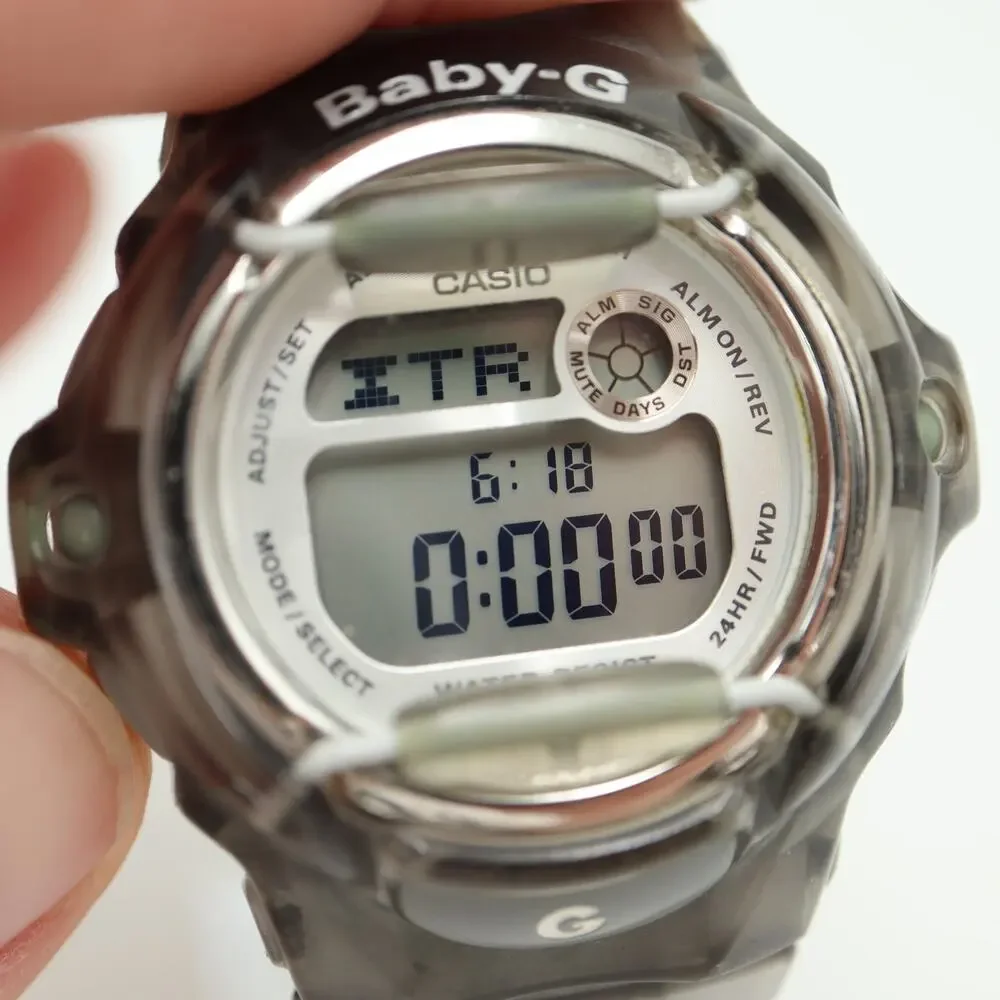 Casio Baby G Shock Clear Gray 43mm Digital Watch Animal BG169R w New Battery